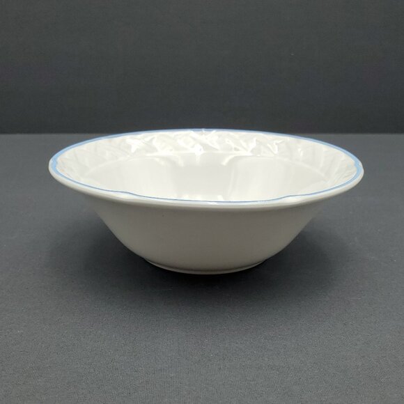 Vina Fera Cereal Bowl Vina Fera Radiance Fruit Dessert Bowl White Bowl Blue Edge - Picture 7 of 9